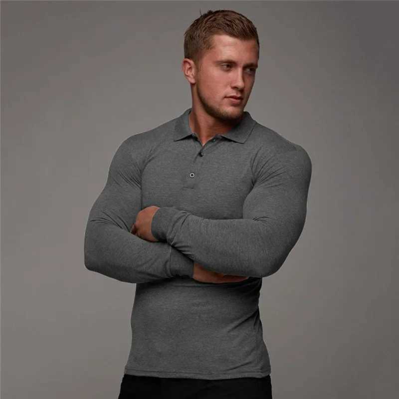 New polo shirt mens casual fashion breathable cotton polo T-shirt mens business long sleeved high-quality polo shirt mens W240913