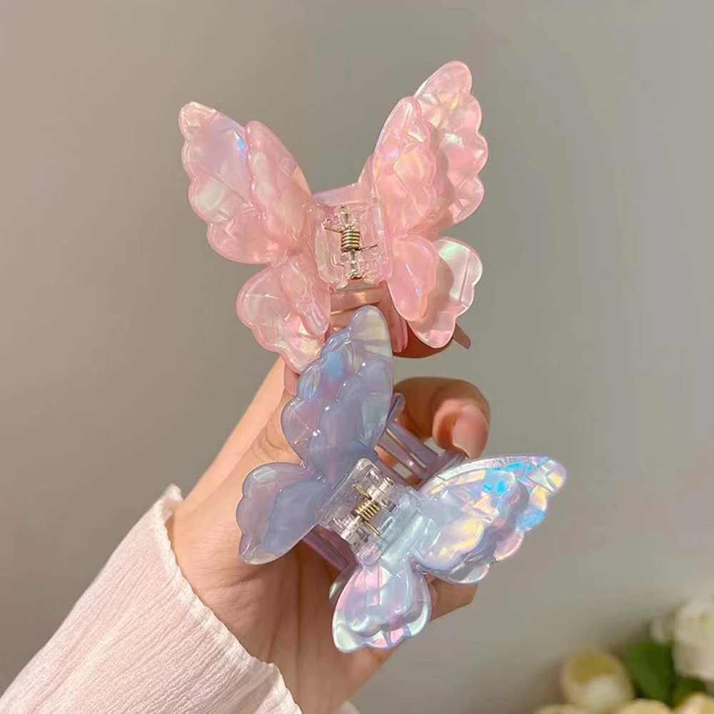 Double-Layered Butterfly Hair Clip Claw For Women Shark Clips Crab Hairpin Korean Acetic Accessories For The Back Of The HeadX240912