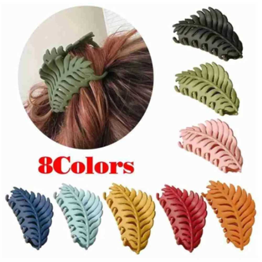 New Big Leaf Hair Claw Clip For Women Matte Acrylic Barrettes Solid Color Hairpins Ins Simple Headwear AccessoriesX240912