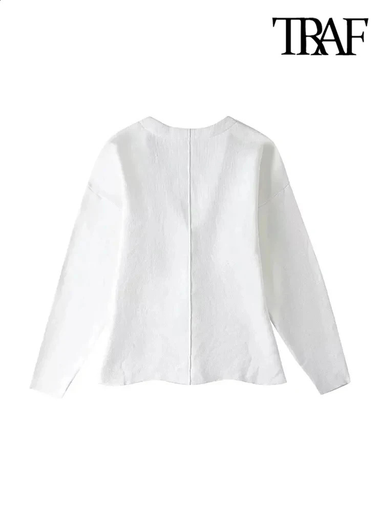 TRAFWomens Front Hook Fitted Knit Cardigan Sweater V Neck Long Sleeves Side Split Hem Female Outerwear Chic Tops Fashion 240904