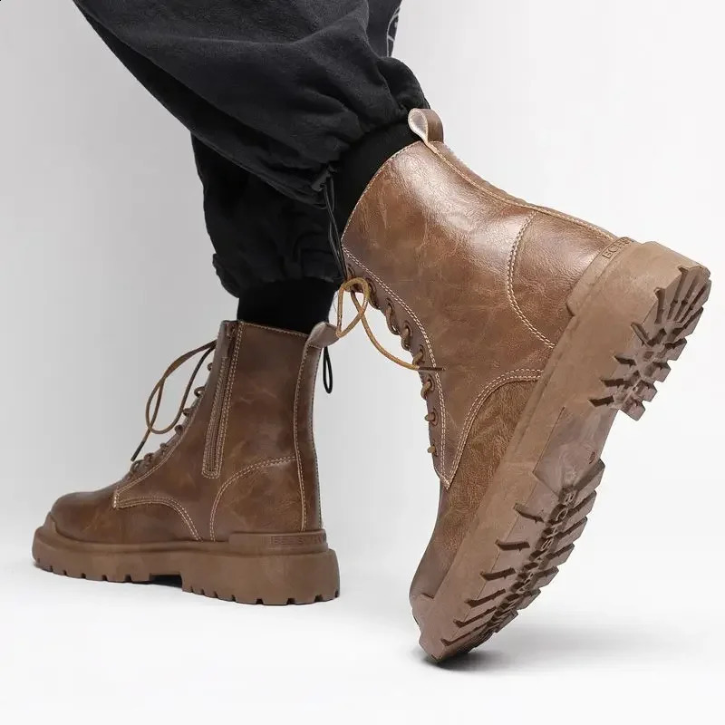 Short sleeved mens boots platform spring autumn mens boots retro classic low-priced size 45 Y2k anti slip 240910