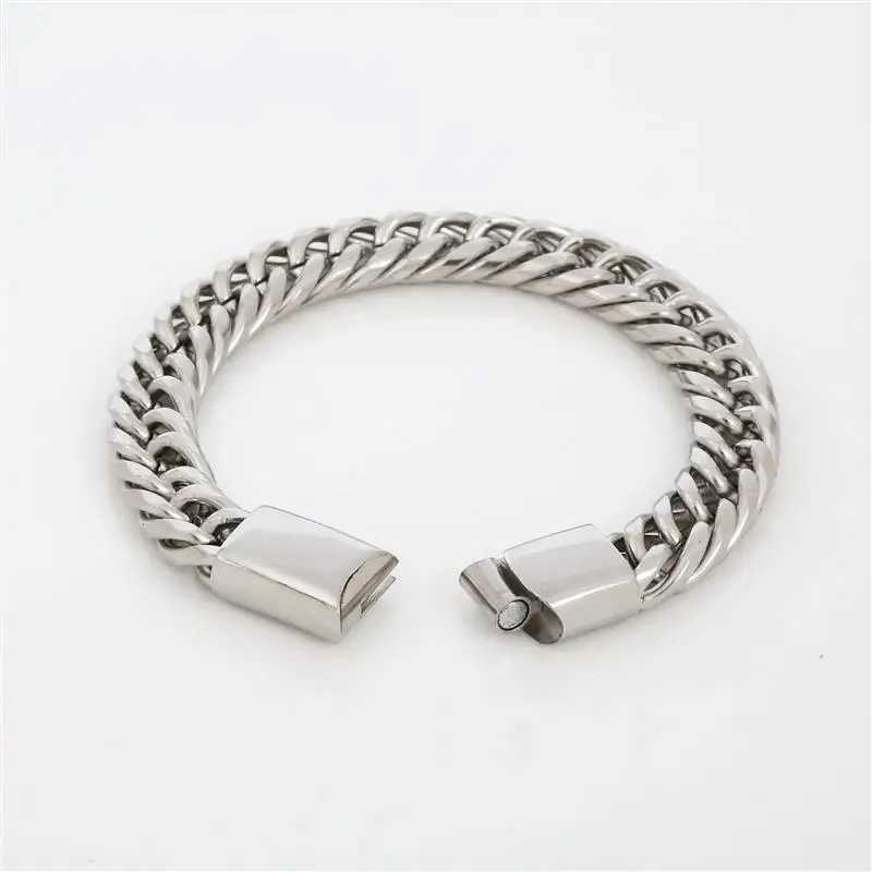 Fashion Stainless Steel Chain Bracelets Hip Hop Cuban Chains Waterproof Male Jewelry Punk Men Accessories On Hand BandX240913