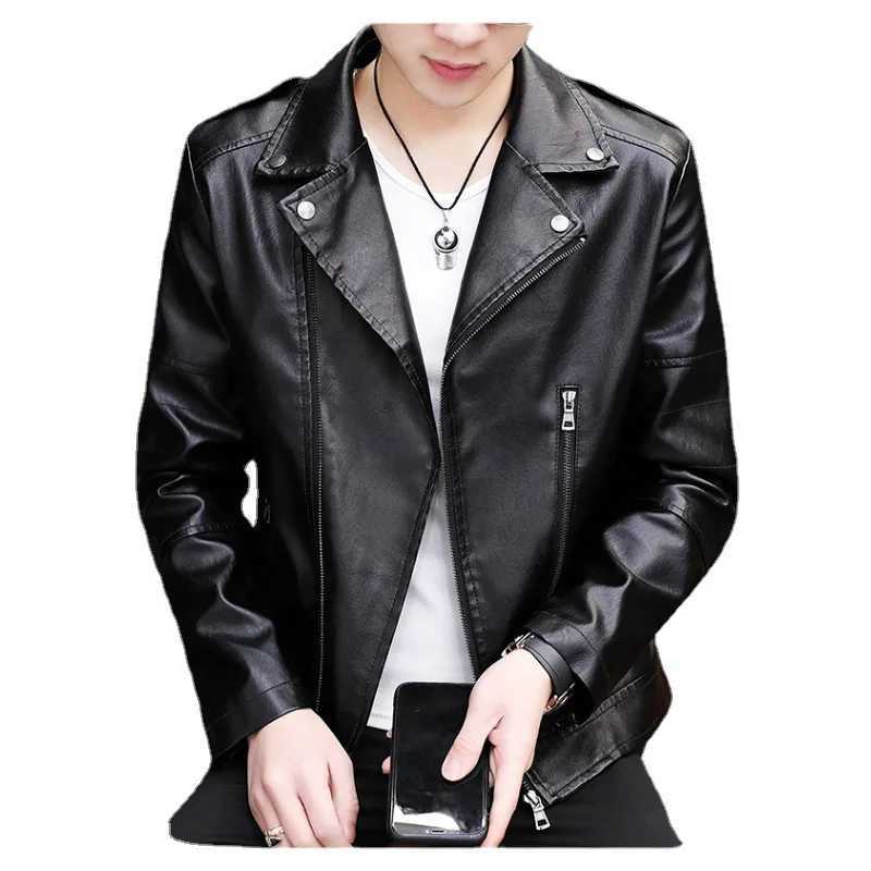 Mens Leather Jacket New Coat Korean Version Trend Slim Handsome Youth Spring and Autumn Motorcycle Casual Jacket ClipX240913