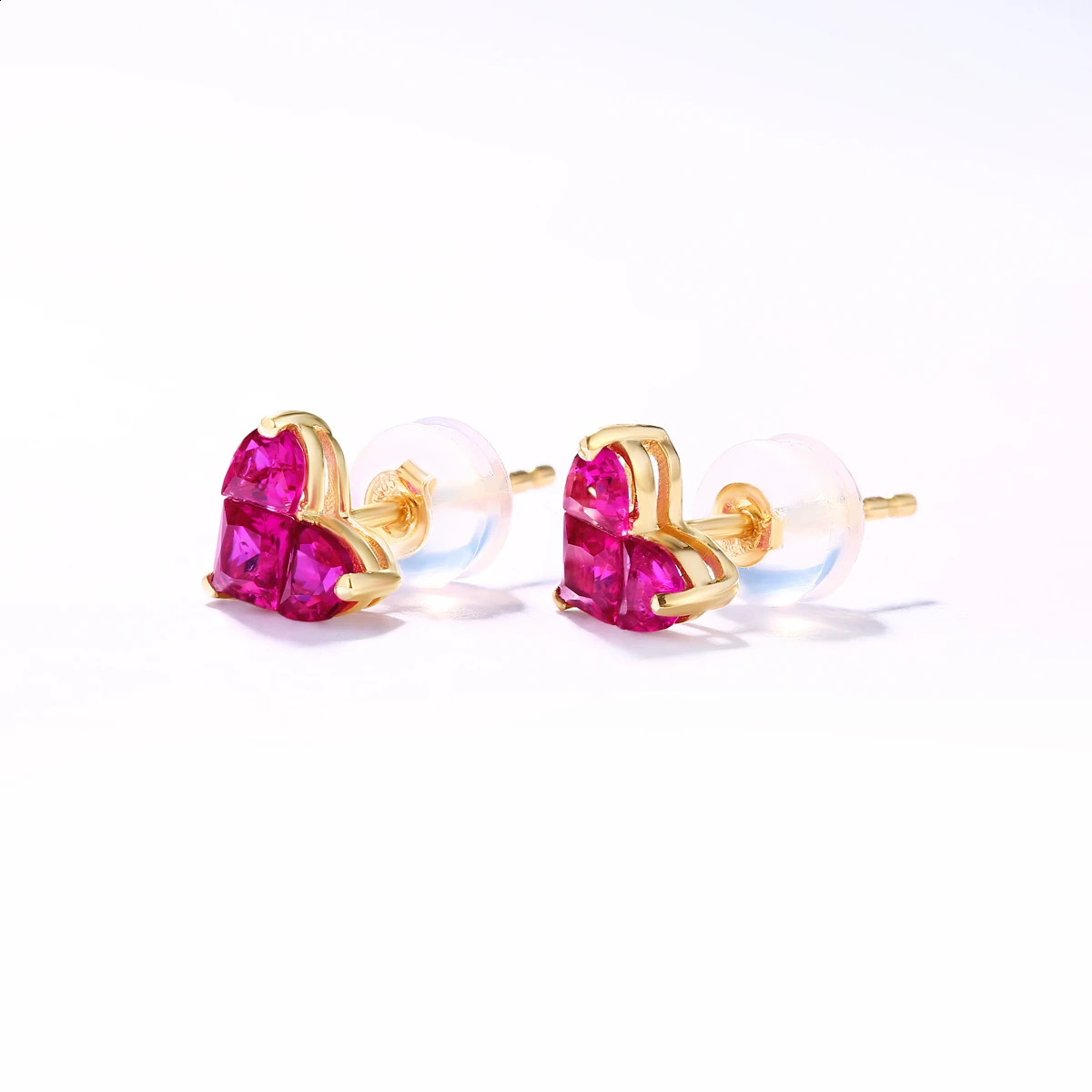 Allnoel Solid 9K14K18K gold earrings suitable for women red corundum heart sweet and romantic anniversary gift handmade jewelry 240912