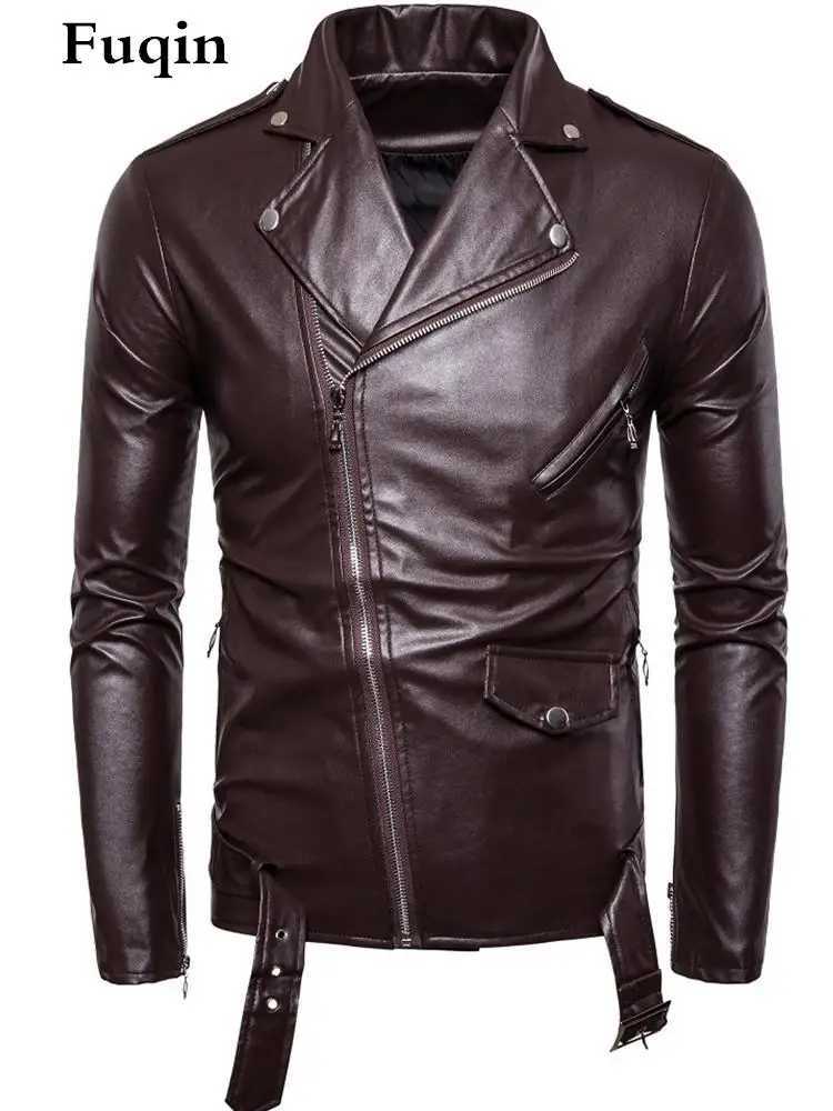 Real Leather Jacket For Men Rock Street Zipper Belt Coat Motorcycle Warm Fall Jackets British Fashion Man PU Leather ClothingX240913