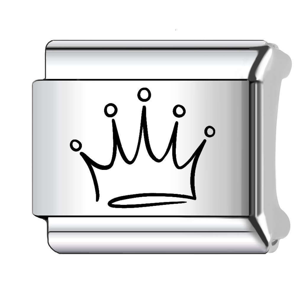2024 New Women's Gift Cute Crown bead Italian Charms Links Beads Fit 9Mm Stainless Steel Bracelet Making Jewelry