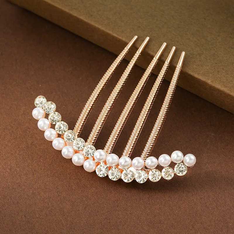 Pearl Rhinestone Crystal Hairclips Tiaras Barrettes Hair Clips Bridal Headpiece Hair Jewelry Accessories Metal Bun Hair CombsX240913