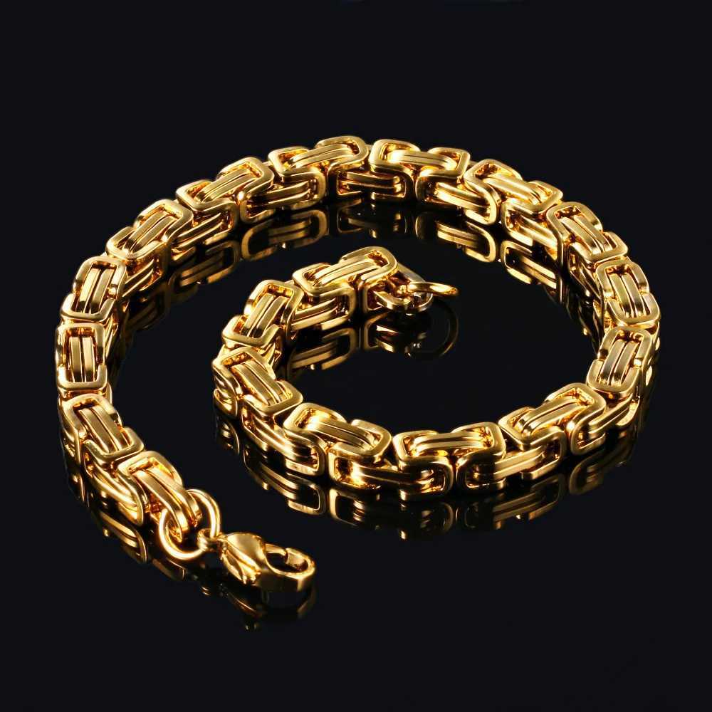316L Stainless Steel Emperor Chain Bracelet for Men Women High Quality Strong Solid JewelryX240913