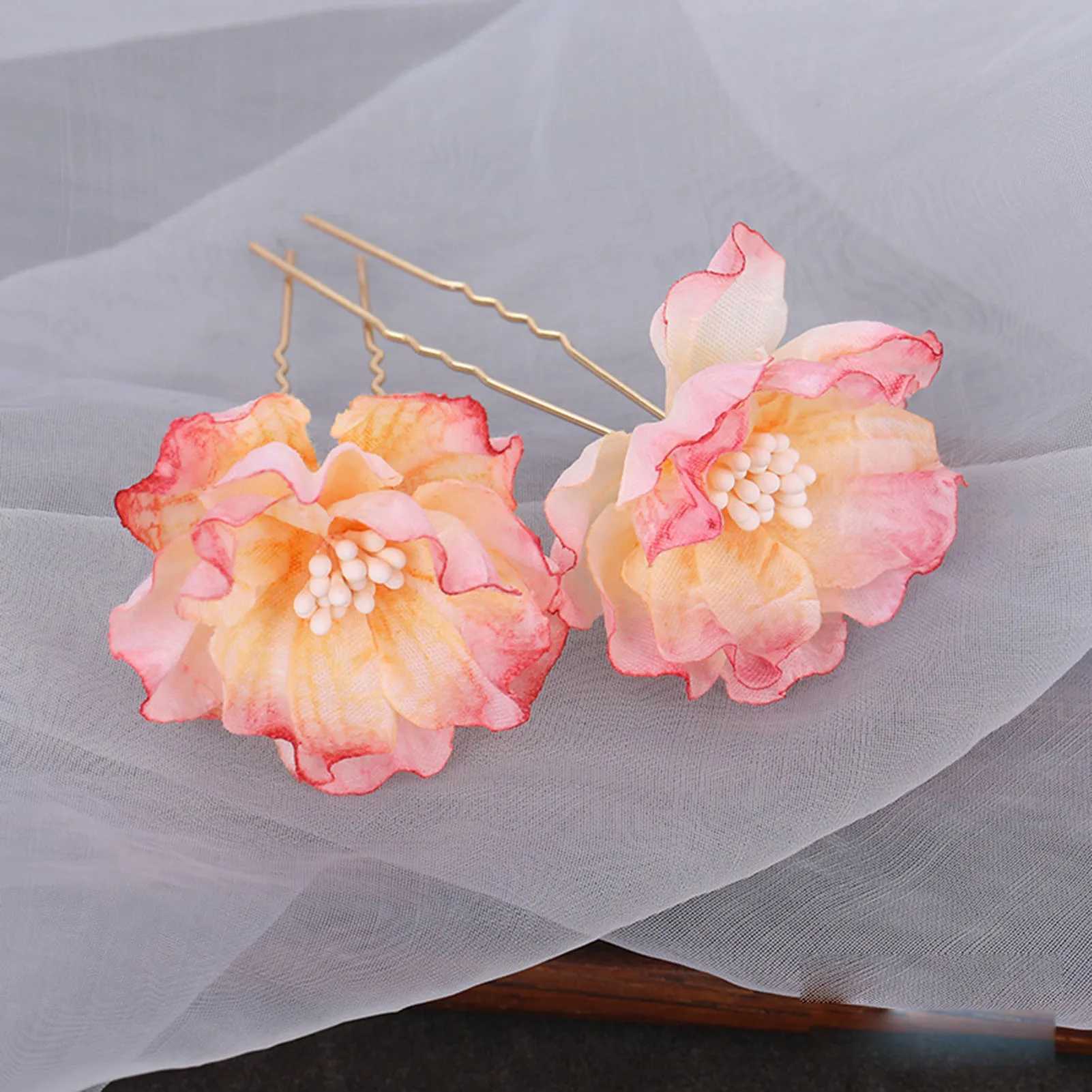 Floral Hairpin Forks Chinese Hanfu Hair Accessories For Women U-shaped Hair Clip Fork Vinatge Wedding Hair Jewelry Retro CrownsX240913