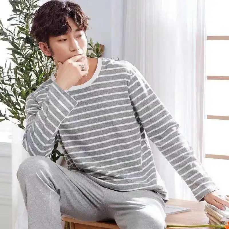 Spring And Summer New Mens Short-Sleeved Long Pants Pajamas Boys Students Casual Homewear Mens Homewear Suit Y240913