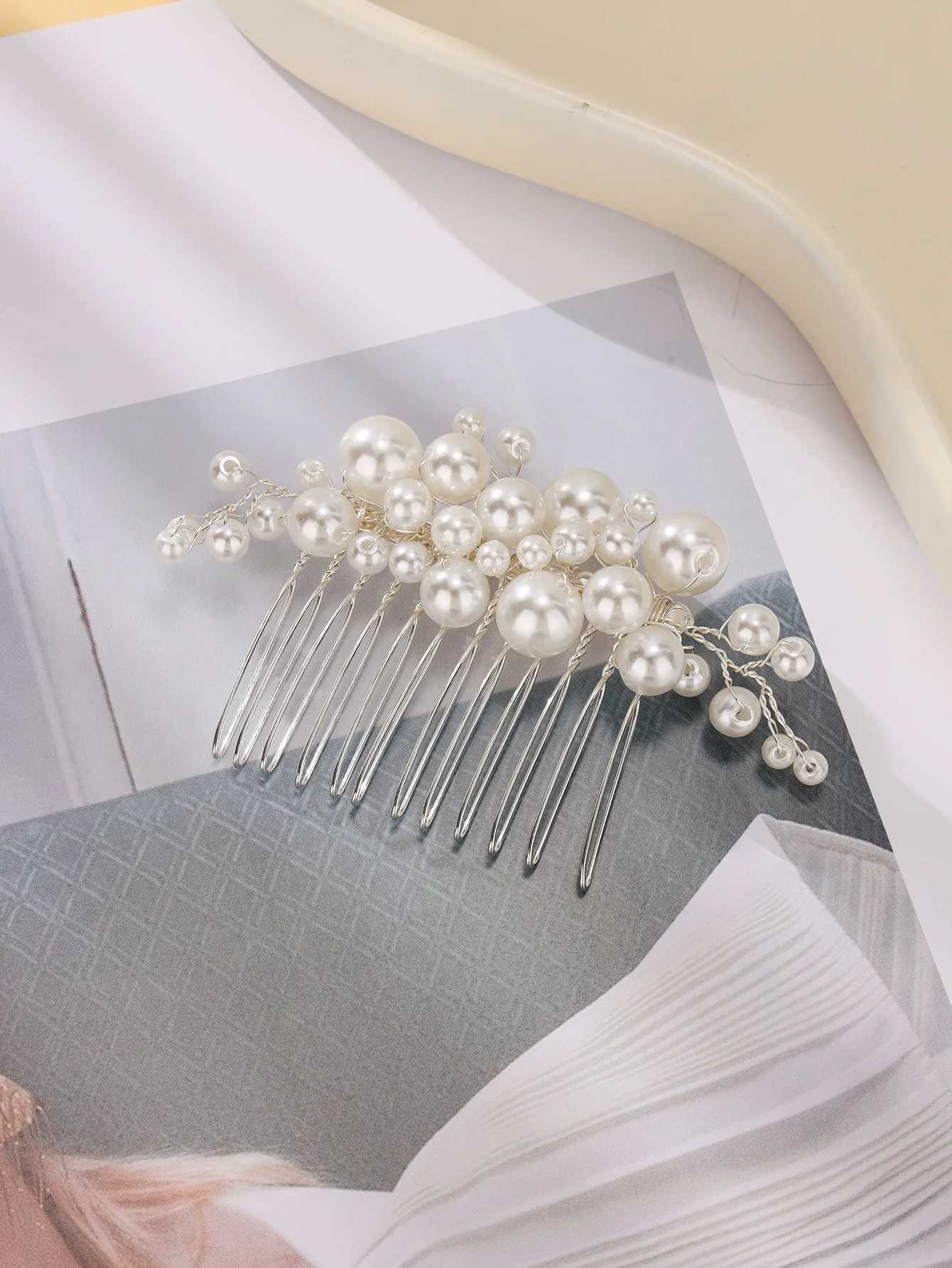 Elegant pearl wedding hair comb bridal side comb piece wedding hair ornament for women and girlsX240913