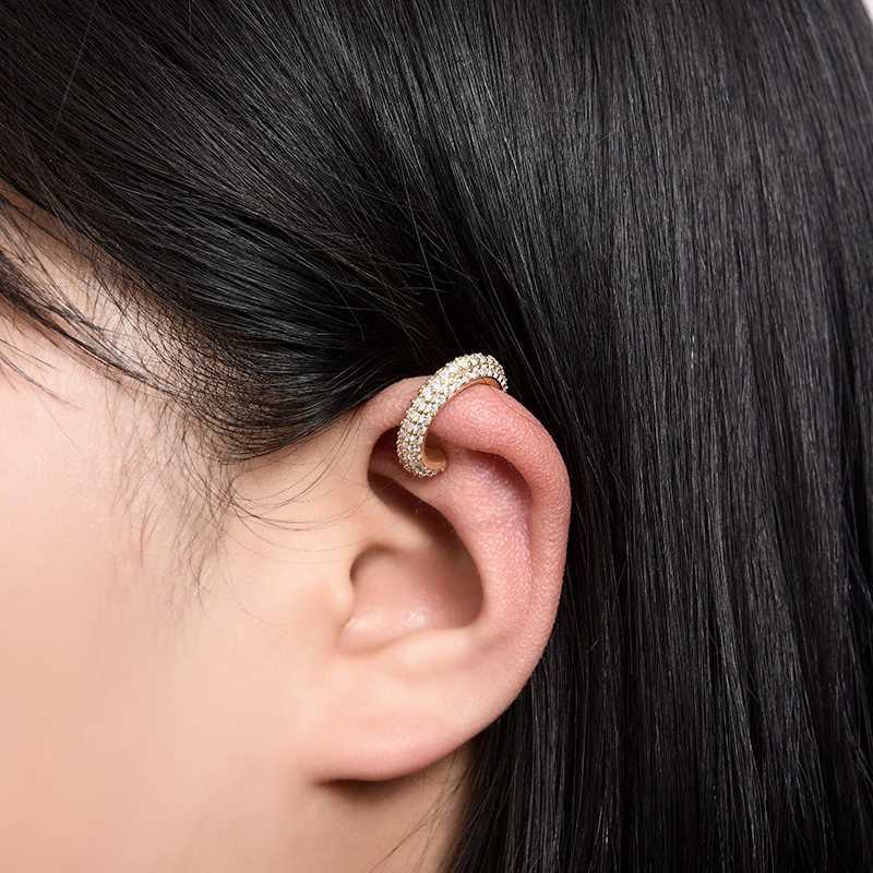 Women IPC Round Fake C Shape For Cartilage Clip Earrings No Pierced Earrings AAAA Zirconia Geometric Jewelry Gold Silver ColorX2409