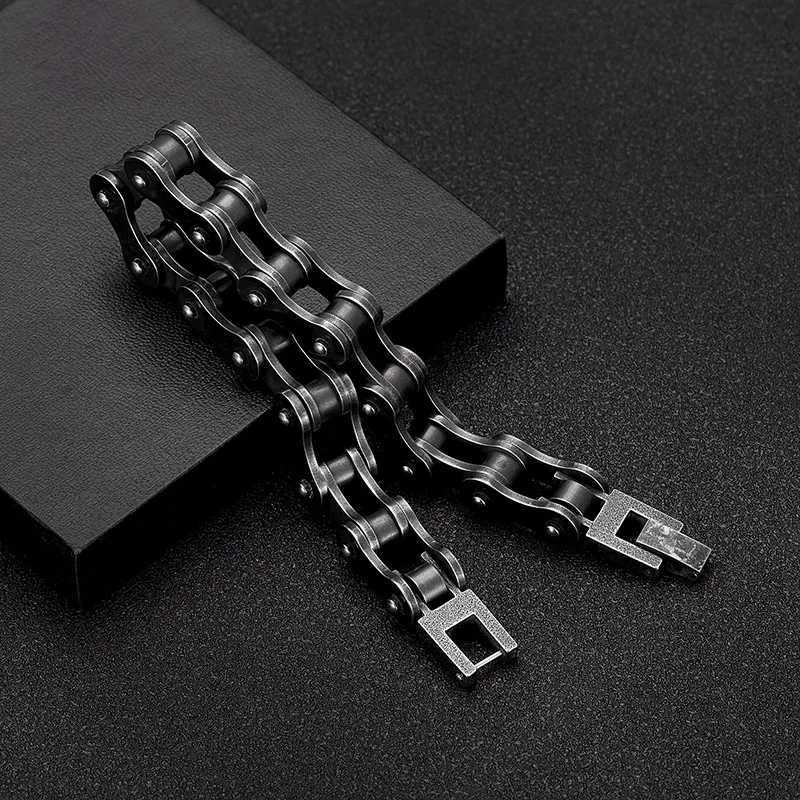 MKENDN Locomotive Men Punk Rock Bicycle Chain Bracelet Stainless Steel Mountain Bike Chain Accessory Male GiftsX240913