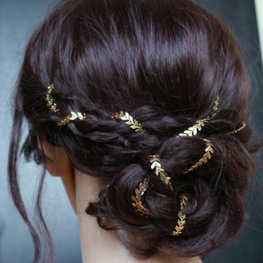 Gold Color Copper Chain Hairpins for Women Tassel Hair Clips Barrettes Braided Headband Ponytail Hair Accessories HeadwearX240913