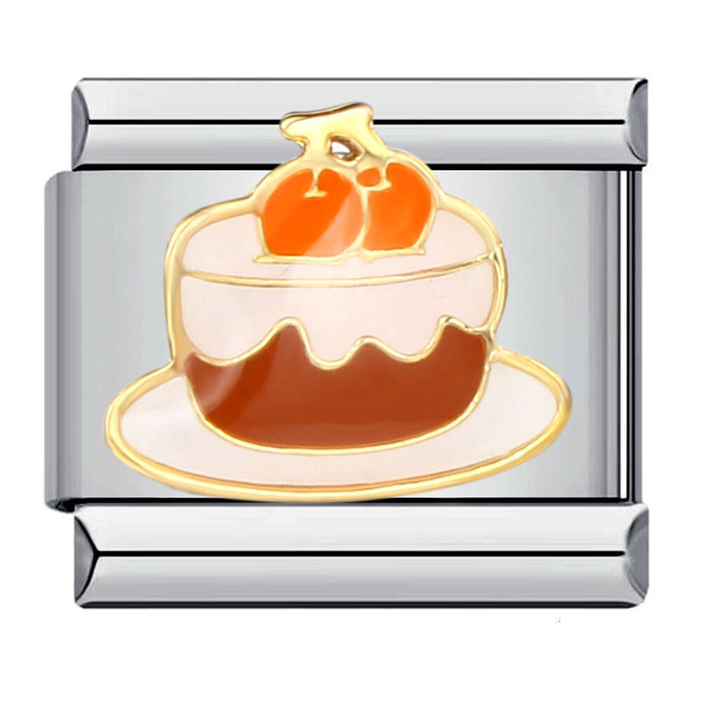 New Dessert Cake Elements Bead Stainless Steel Welding Enamel DIY Fashion Bracelet Italian Charm Links Fit 9Mm Jewelry Making Gifts