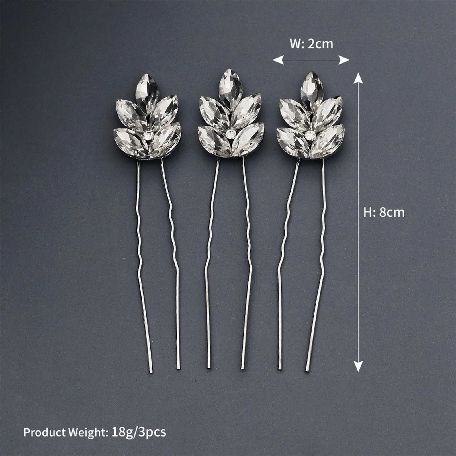 3Pcs Women U-shaped Pin Barrette Rhinestone Hair Clips Bridal Hairpins Tiara Wedding Hairstyle Tools Headwear AccessoriesX240913