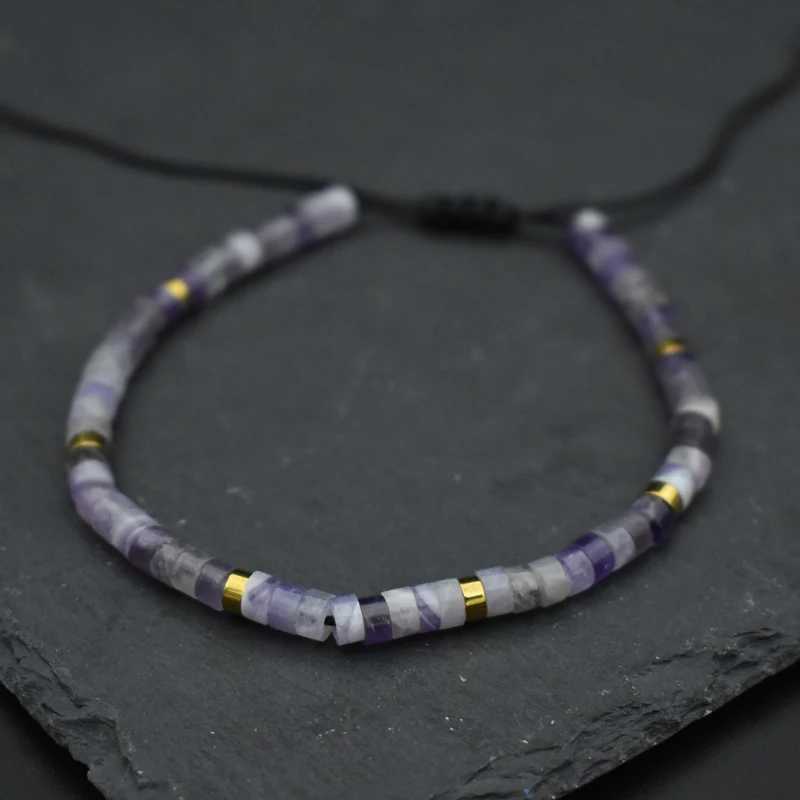 Ladies small bead bracelet amethyst stone bead bracelet handmade jewelry cool mens adjustable bracelet couple gift W240913