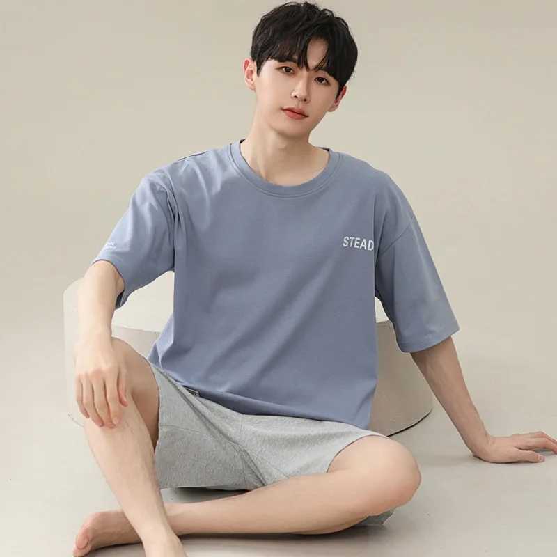 Two-Piece Summer Thin Modal Pajamas Mens Short-Sleeved Shorts Ice Silk Sense Homewear Suit Big Size L-4XL Sleepwear lounge set Y240913