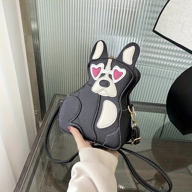 Cute dog shaped cross body bag fun animal novel bag creative PU leather shoulder bag 240907