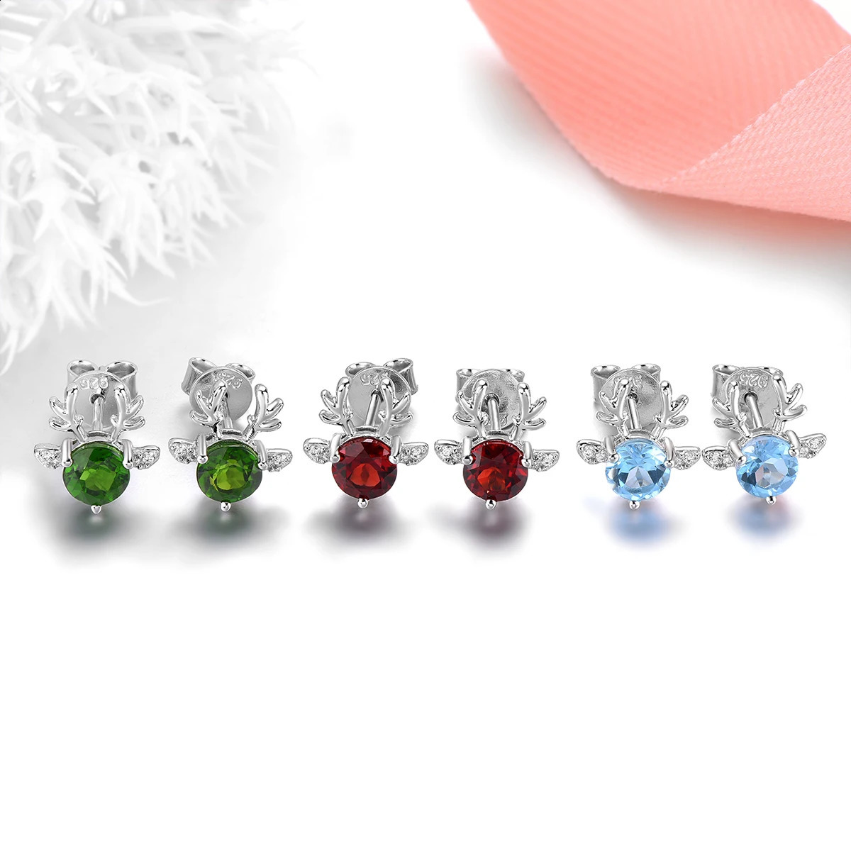 Natural chrome diode sterling silver stud earrings cute Christmas style exquisite jewelry 12carat genuine gemstone S925 240912