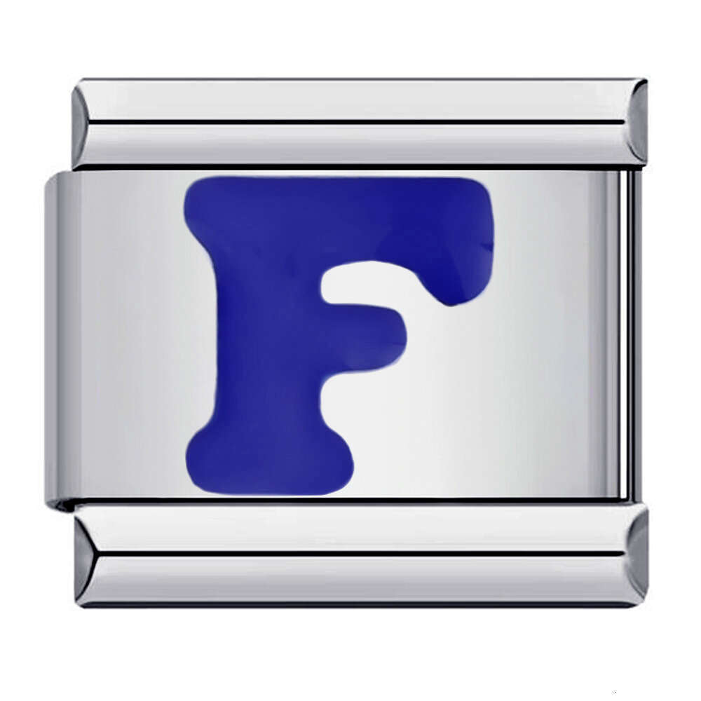 New Titanium Steel Blue English Letter DIY Beads Italian Charm Bracelet Italian Charm Links Stainless Steel Fit 9mm Bracelet Jewelry DIY Making Gifts