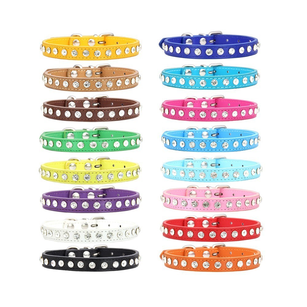 Stylish Rhinestone Necklace for Dogs Luxurious PU Leather Leash & Collar Combo