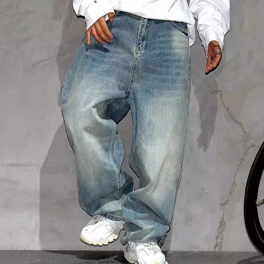 American Streetwear High Quality Baggy Jeans Mens Clothing Korean Fashion Denim Pants Hip Hop Stacked Jeans Vintage Trousers 240912