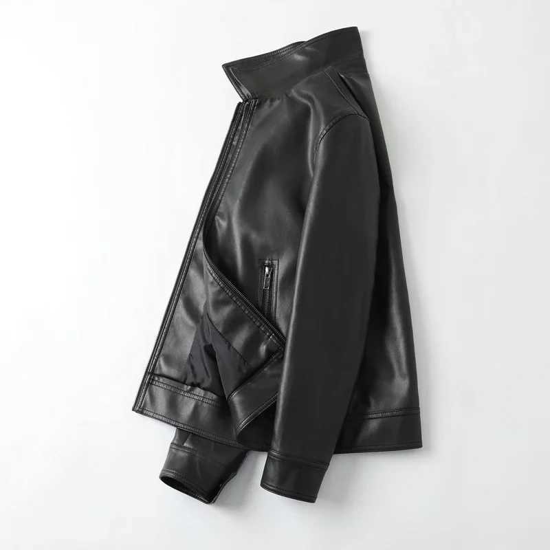Men Bomber Leather Jacket 2023 New Anti-wind Lapel Solid Casual Slim Fit Jacket Coats Motorcycle PU Leather Jacket FashionX240913