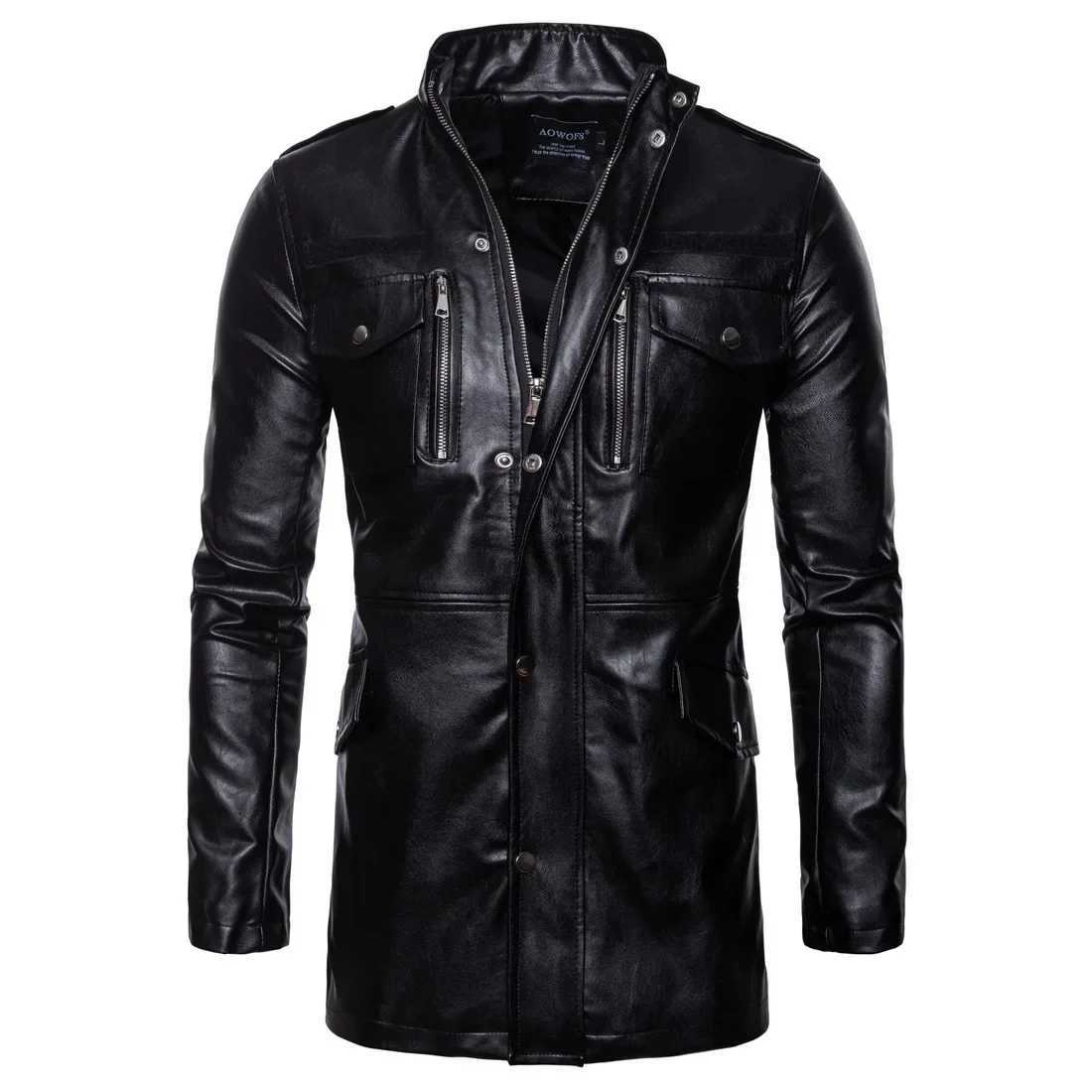 New Mens Leather Jacket Plus Size Leather Jacket Locomotive Designer Coat Luxury Korean Fashion Street Wear Brand Medium LengthX240913