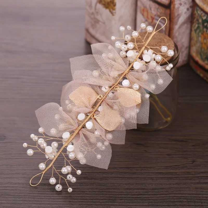 Beautiful Childrens Pearl Flower Hairpin Yellow Yarn Girl Wedding Jewelry Hair AccessoryX240913