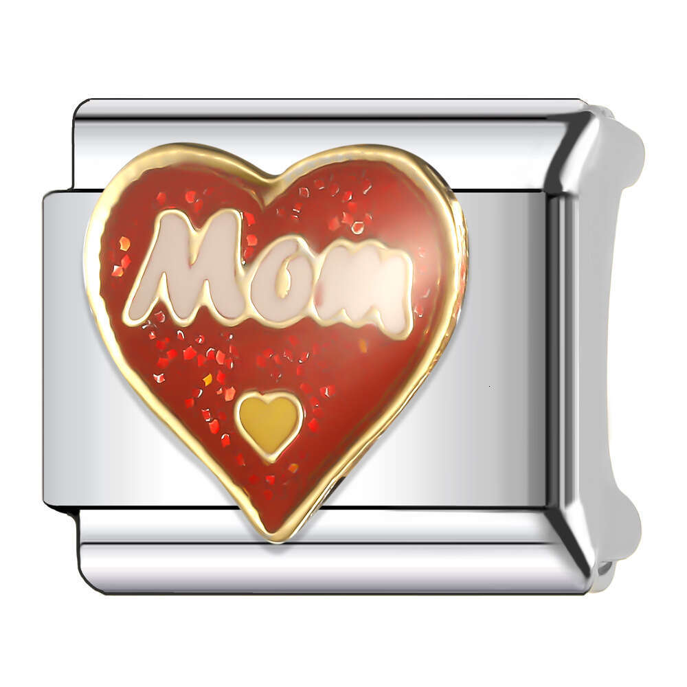 New Women's Gift rainbow heart Bead Italian Charms Links Bangle Beads Fit 9mm Stainless Steel Bracelet Making DIY For Women Fashion Jewelry