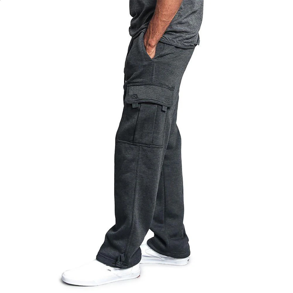 Men Sweatpants Long Pants Loose Sport Fit Jogging Joggers Sweat Pocket Cargo Pants Trousers Plus-size S-4XL 240911