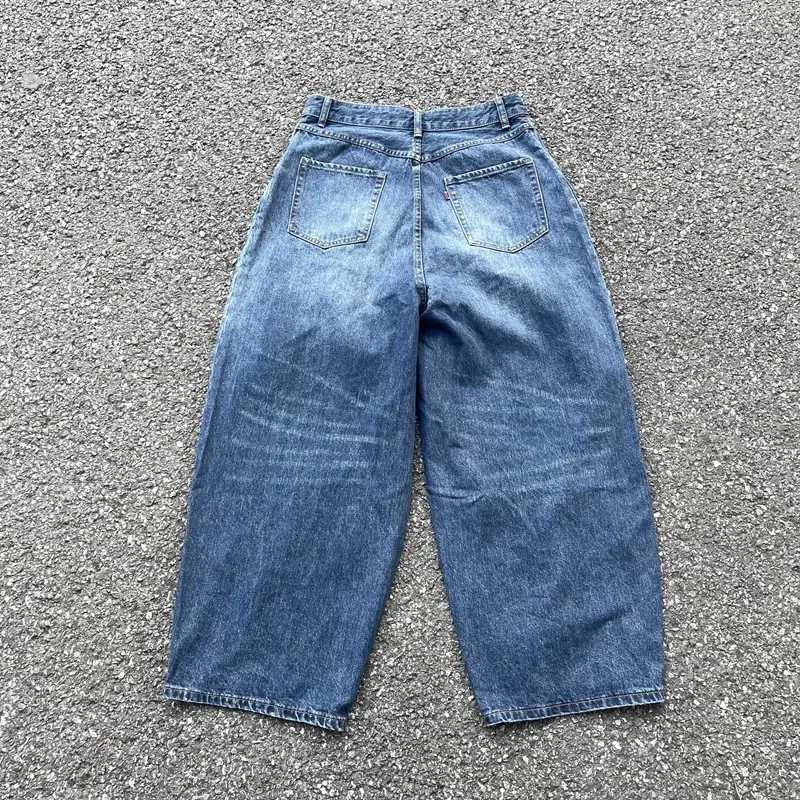 24ss Washed Blue Wide Leg Jeans Best Quality Oversized Japanese Style Vintage Mens Jeans Womens Denim Pants Inside Tags M240912