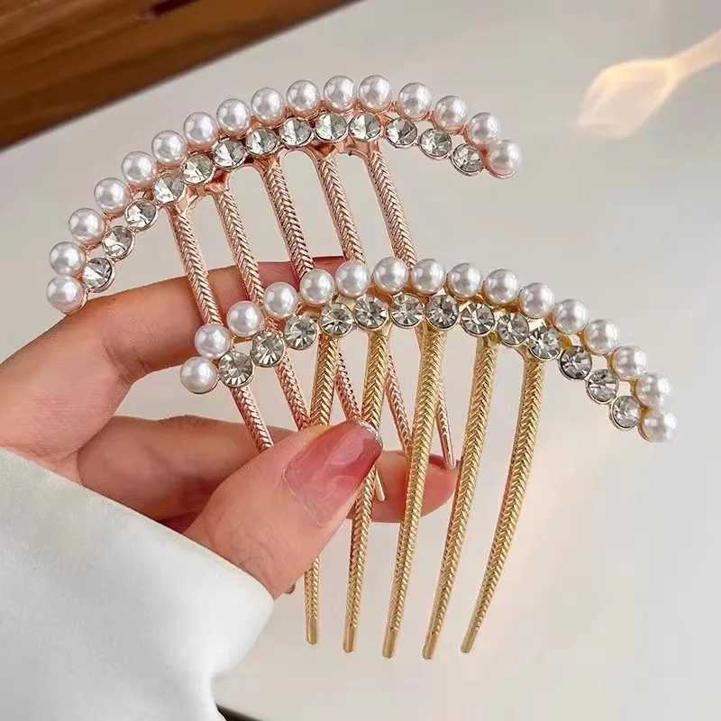 Elegant Pearl Hair Combs Hairpin Women Luxury Crystal Bun Decor Wedding Bridal Hair Claw Clips Hair Jewelry AccessoriesX240913