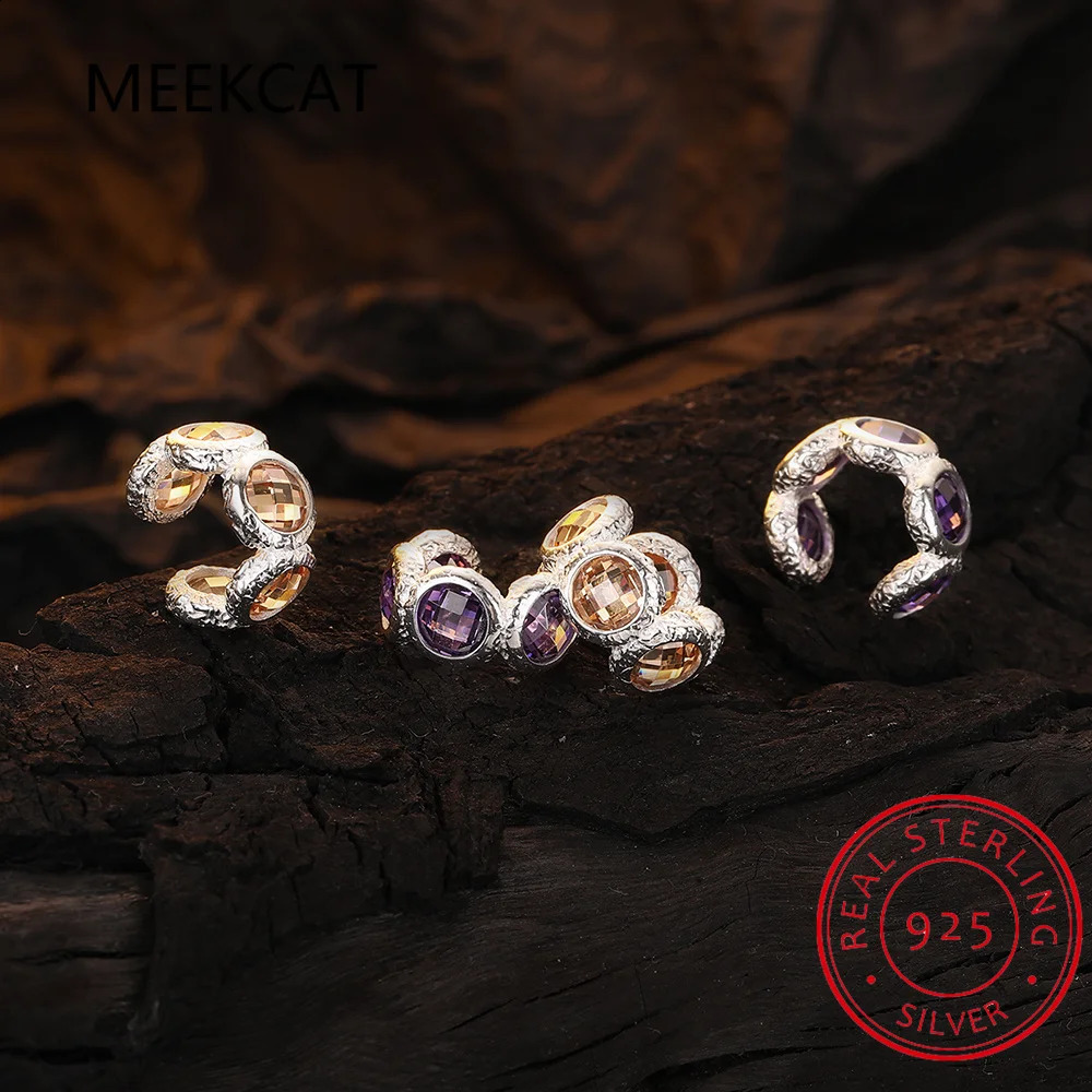 Womens 925 sterling silver round amethyst earrings clip on earrings for mom daughter party jewelry DS3932 240913