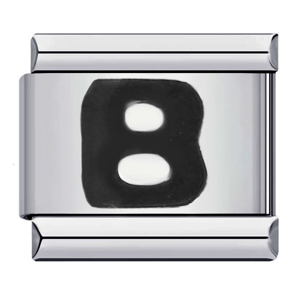 New Titanium Steel Black English Letter DIY Beads Italian Charm Bracelet Italian Charm Links Fit 9Mm Bracelet Jewelry DIY Making Gifts