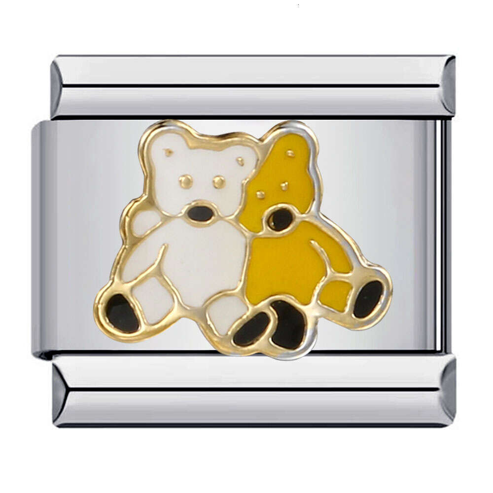 Classic Cartoon Character bead Titanium Gold Plated DIY Welding Pattern Bracelet Italian Charm Links Stainless Steel Fit 9mm Bracelet Jewelry DIY Maki
