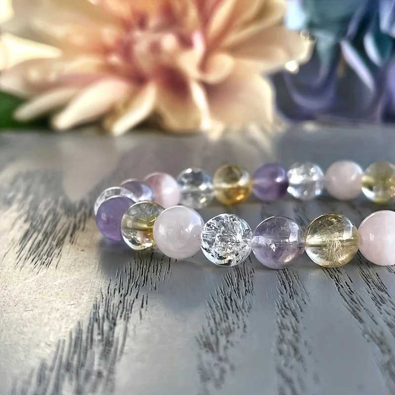1 piece/Love and Happiness Stone Bead Bracelet Treatment Crystal Bracelet Rose Quartz Transparent Quartz Lemon Amethyst Bead Jewelry W240913