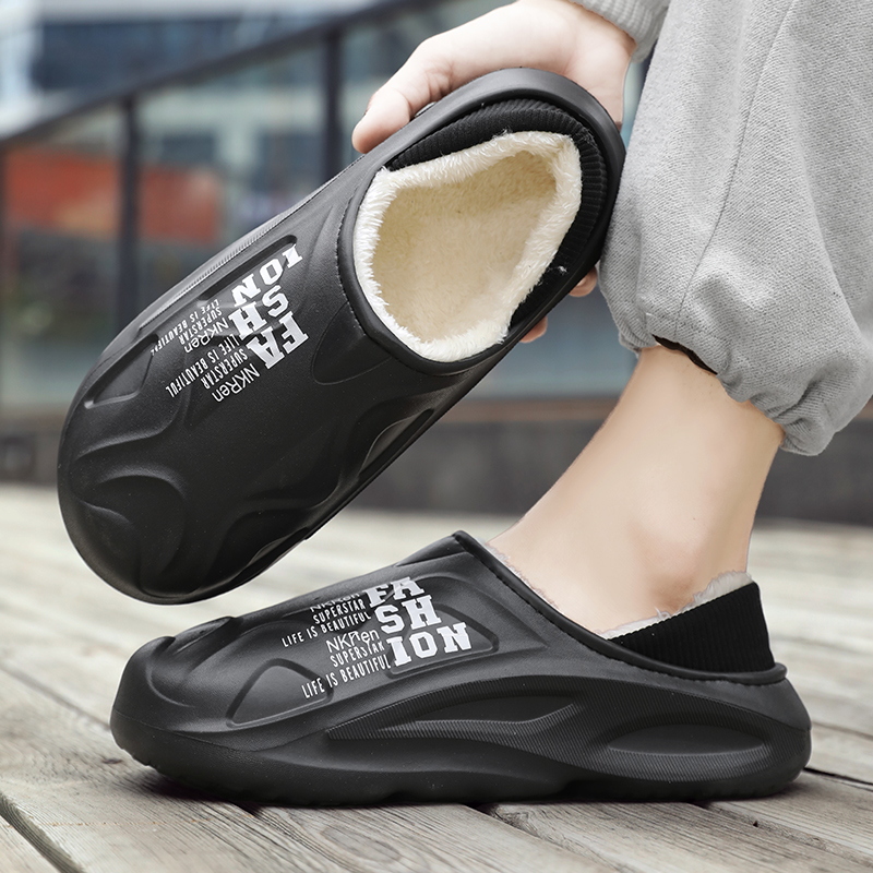 Winter Men Women Warm Slippers Plush Cotton Slippers Outdoor Indoor Home Non-Slip Shoes Men's Bedroom Warm Shoes Big Size 46 47