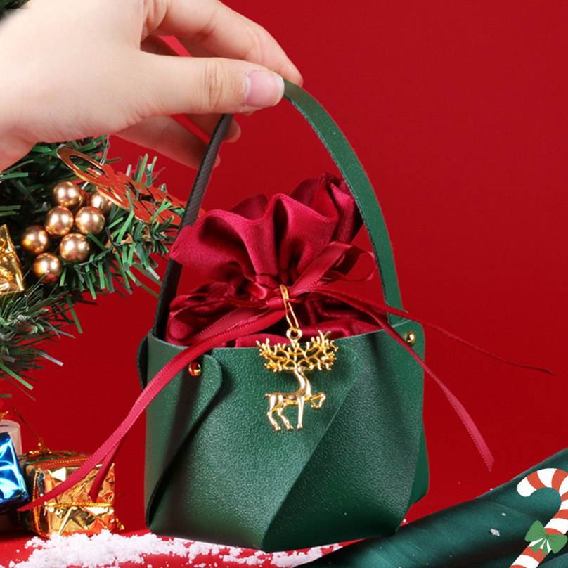 2025 Christmas Gift Children Bag Christmas Gift bag Diy leather flannelette Candy Apple bag Snowman Tote bag Chrismas Decorations Navidad Arboles (5pc