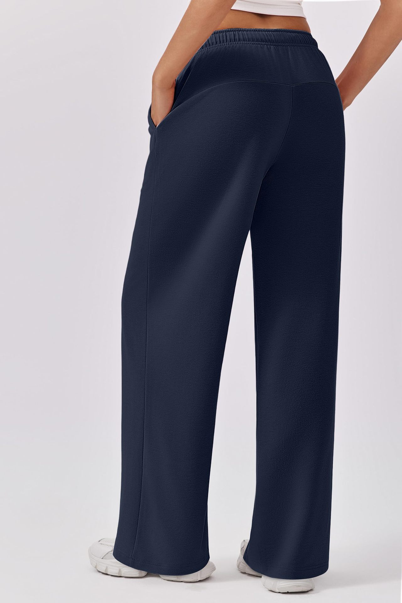 2024 Spring and Autumn Elastic Waist Loose Straight Leg Wide Leg Women's Sports and Leisure Pants
