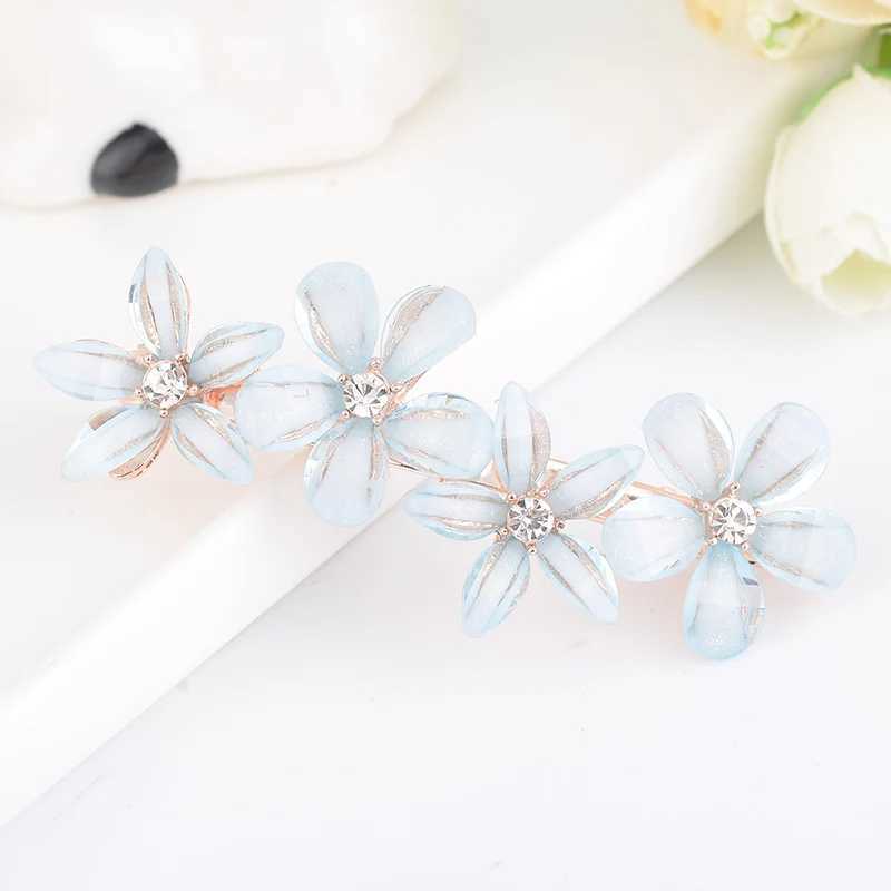 EASYA Elegant Rhinestone Flower Hairpin Barrettes Pins For Women Girls 3 Colors Metal Hair Clip Hairwear Ornaments JewelryX240913