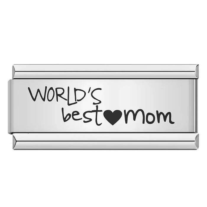 Long Titanium Steel Laser Engraved Pattern Module DIY Fashion Bracelet Italian Charms Charm Links Stainless Steel Fit 9Mm Bracelet Jewelry Making Gift