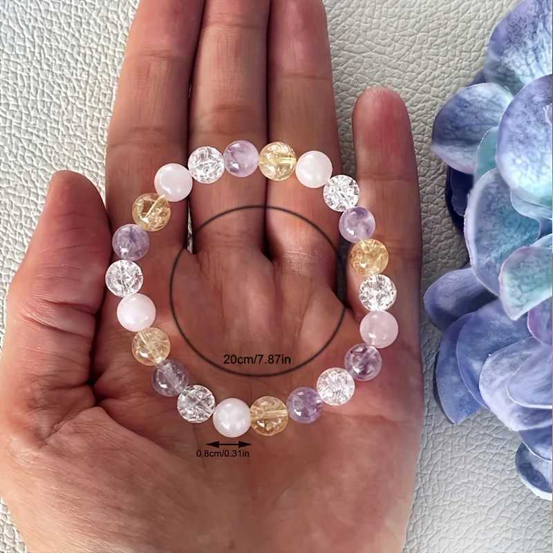 1 piece/Love and Happiness Stone Bead Bracelet Treatment Crystal Bracelet Rose Quartz Transparent Quartz Lemon Amethyst Bead Jewelry W240913