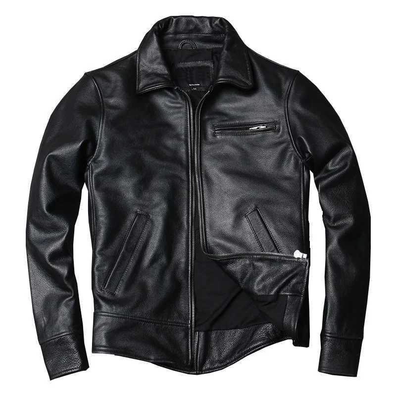 100% Genuine Men Leather Jacket Real Cow Leather Coat Spring Autumn Plus Size Mens Leather Jackets Cowhide 2023 KJ3302X240913