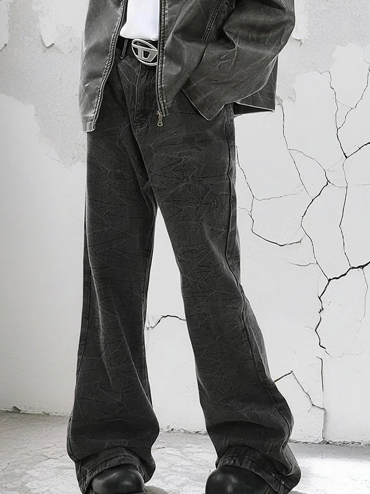 Size S-3XL America Summer Mens Wide Leg Camouflage Stacked Jeans Trend Straight Baggy Denim Pants Male Mid Waisted Trousers 240830