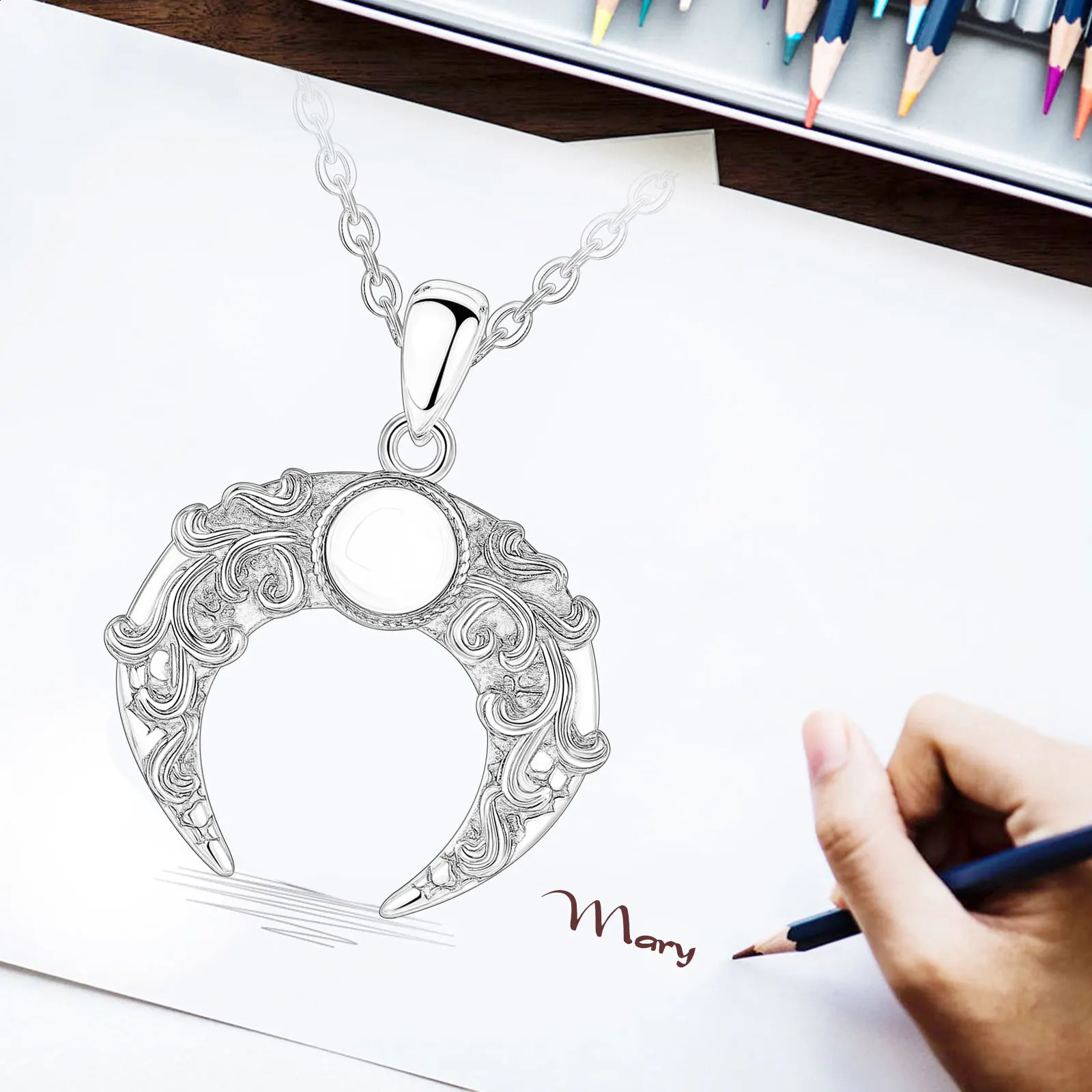 Eudora 925 sterling silver moon necklace mens retro tree of life stone amulet pendant personalized jewelry gift 240912