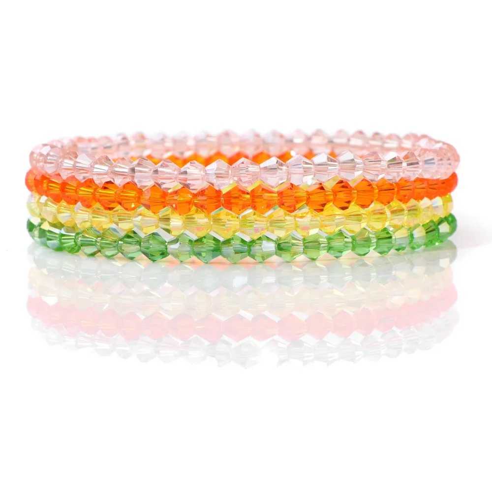 Fashion 4pcs Colorful Crystal Bracelet for Mens Facial Austrian Crystal Bead Bracelet Set Handmade Shining Jewelry for Women W240913