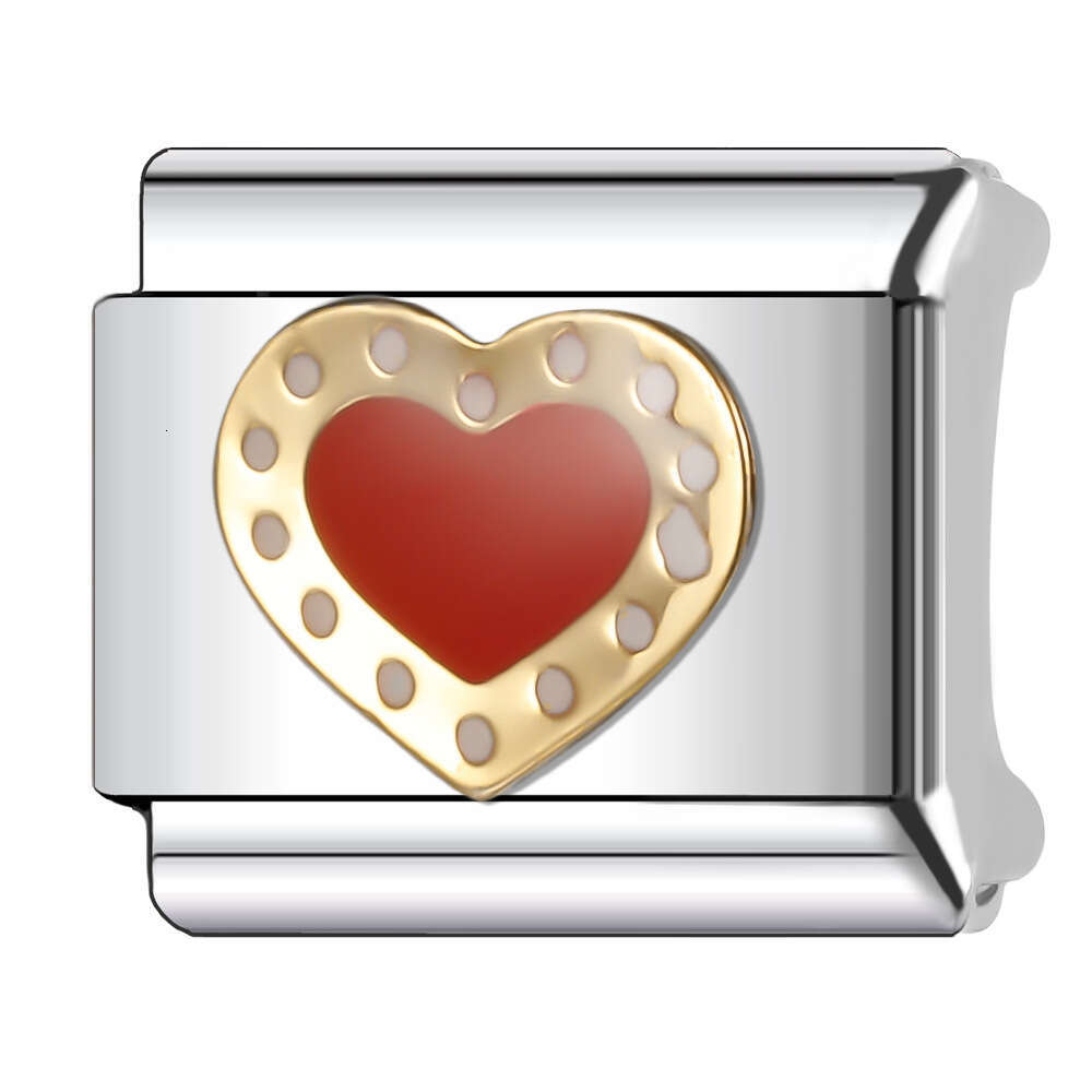 New Women's Gift Sweet heart love heart Bead Italian Charms Links Bangle Beads Fit 9mm Stainless Steel Bracelet Making DIY For Women Fashion Jewe