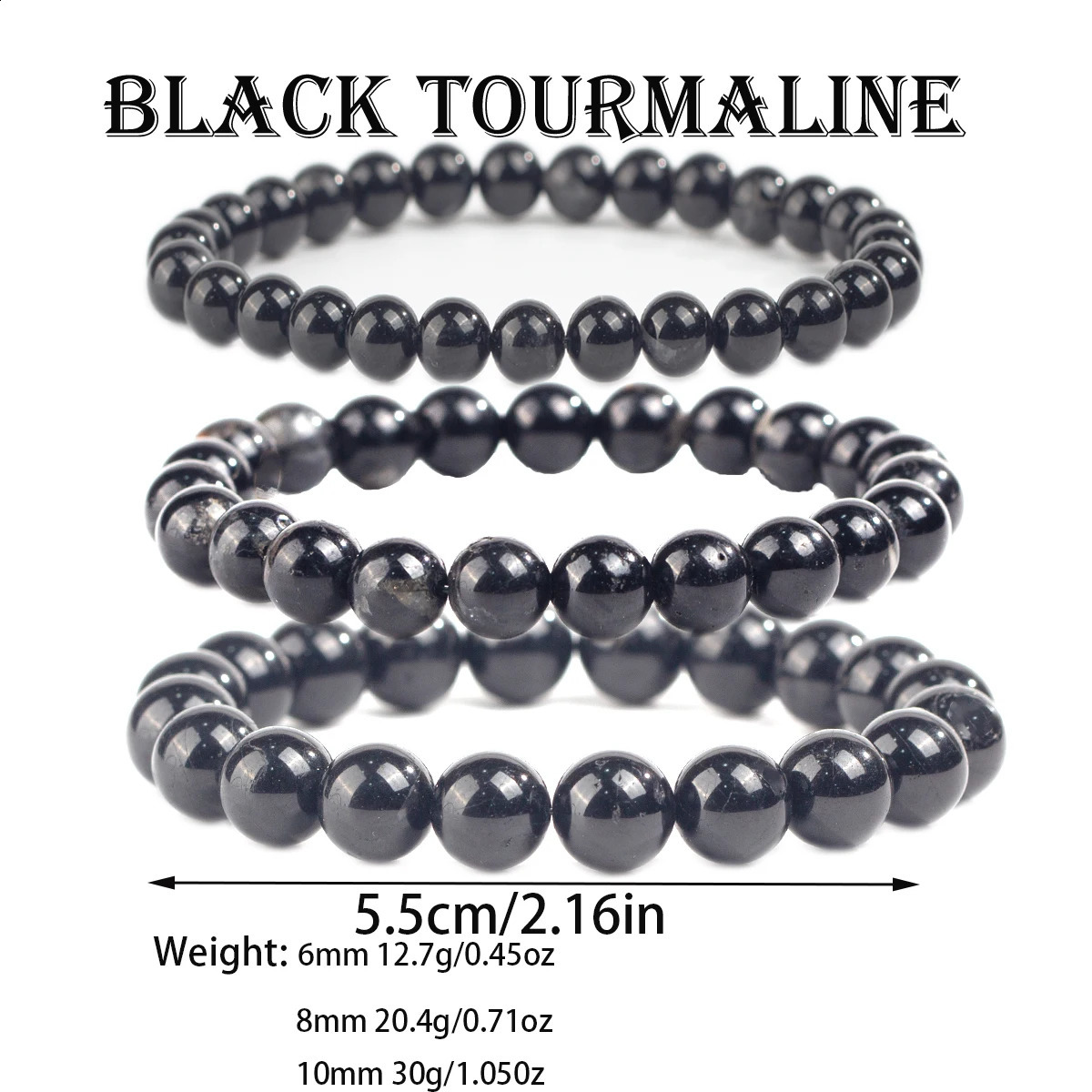 1Pcs Natural black tourmaline handmade beaded 6mm10mm personality bracelet neutral holiday gift to friends 240906